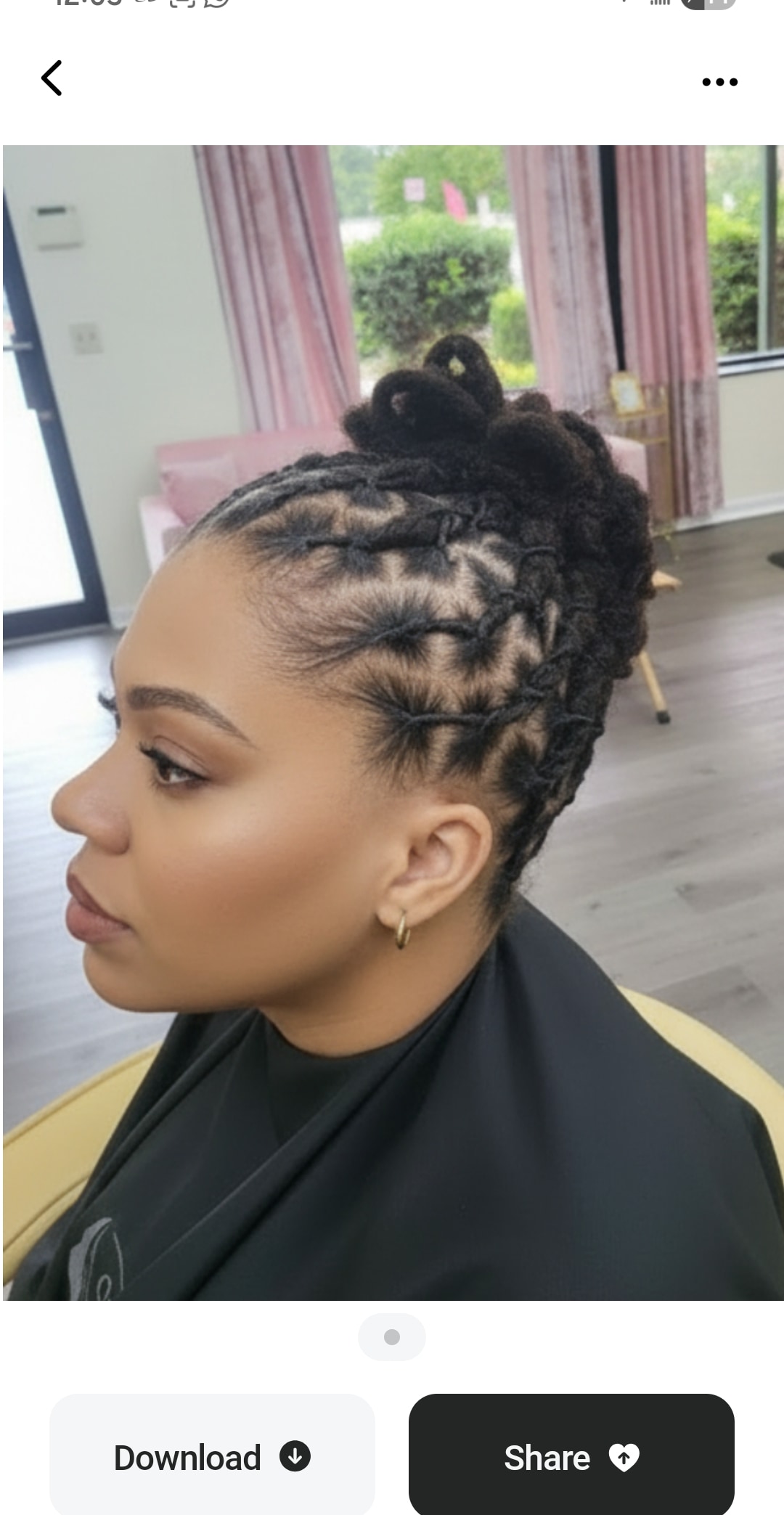 Loc Updo — Braided Top Bun, side profile