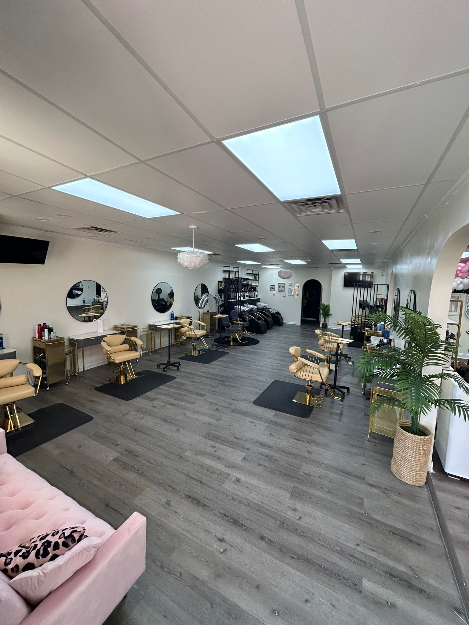 Salon styling stations — back view at Sinkor